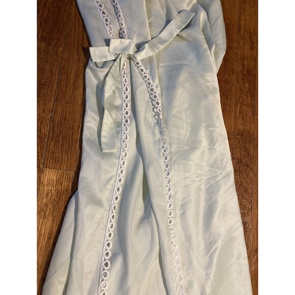 Vintage Pale Green SEXY Négligée Pajama night Gown Full Side Slip Silky nightie - Picture 5 of 14
